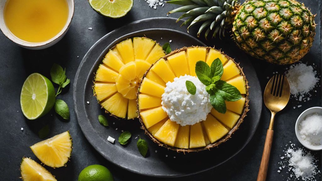Carpaccio d'ananas, sorbet coco : exotisme pour soirée intime