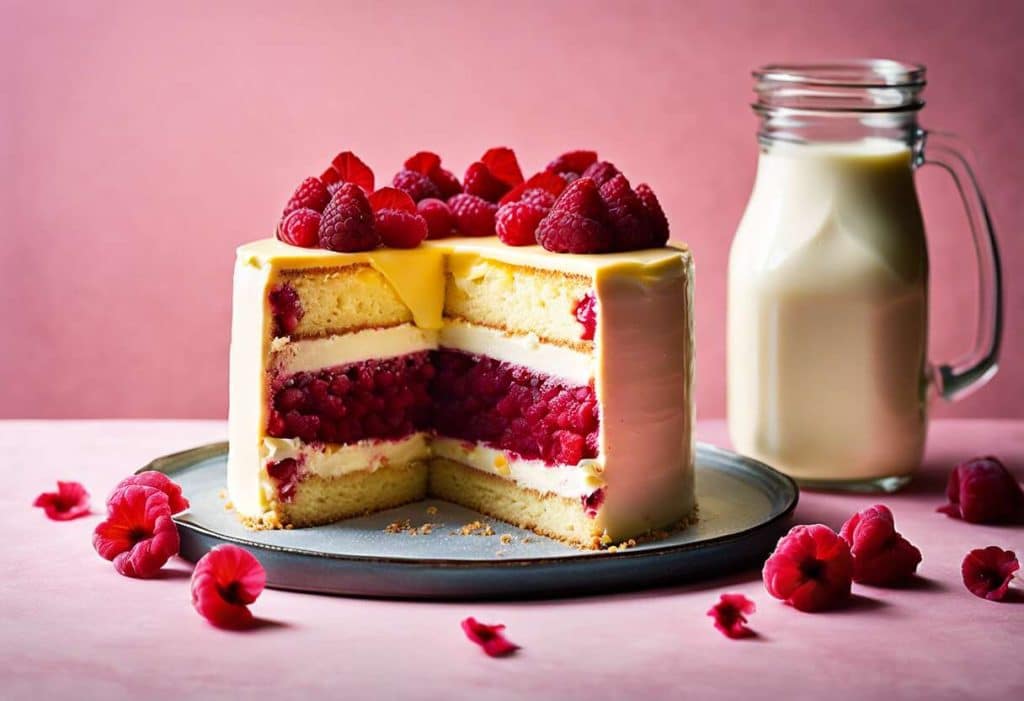 Recette de layer cake à l'hibiscus et framboises : saveur et couleur garanties !