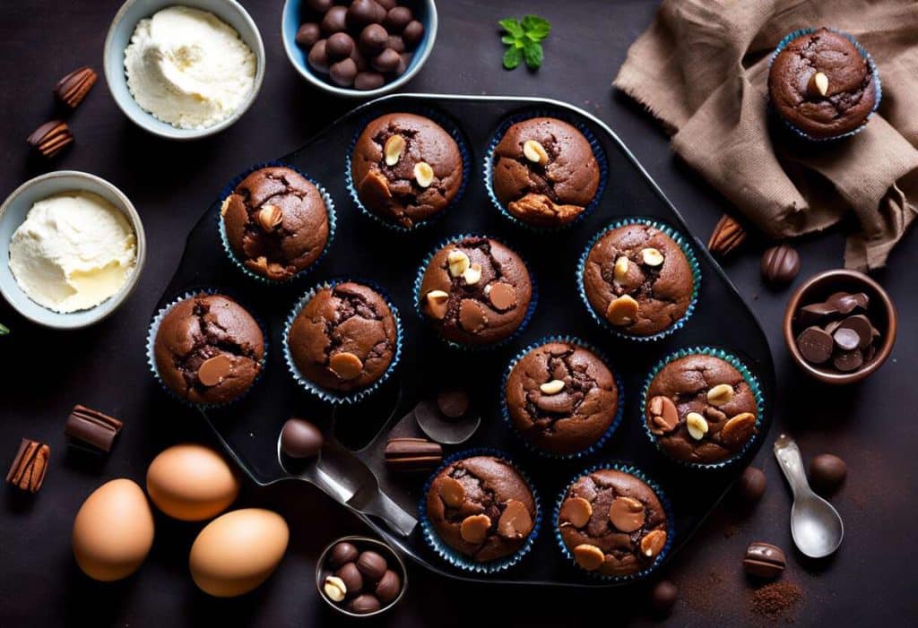 Recette facile muffins chocolat noisettes moelleux gourmands