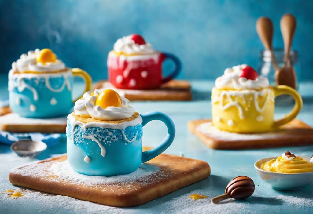 Recette de mug cakes : schtroumpf, maya et Snoopy pour un goûter ludique
