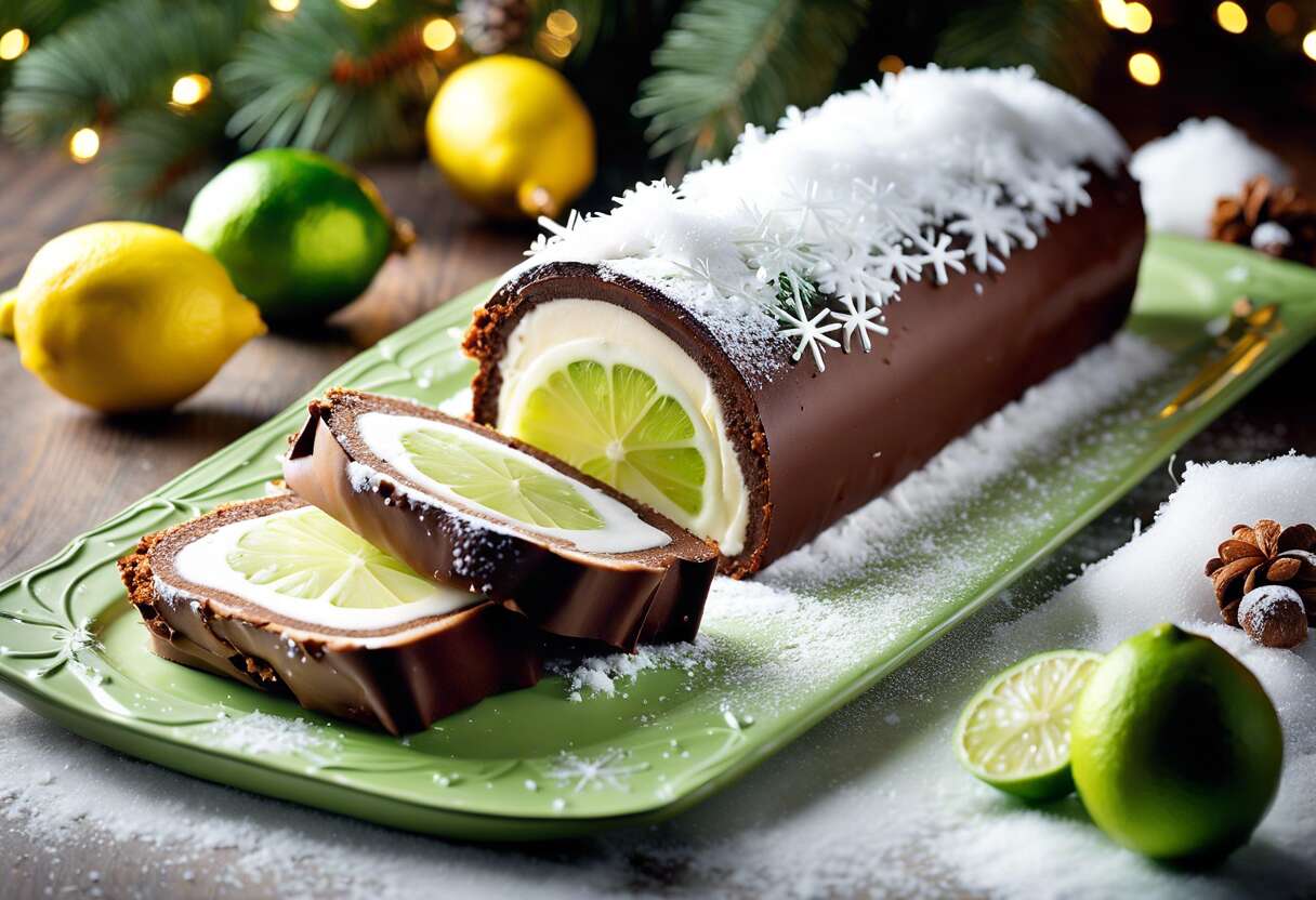 Recette de bûche citron vert et noix de coco pour Noël