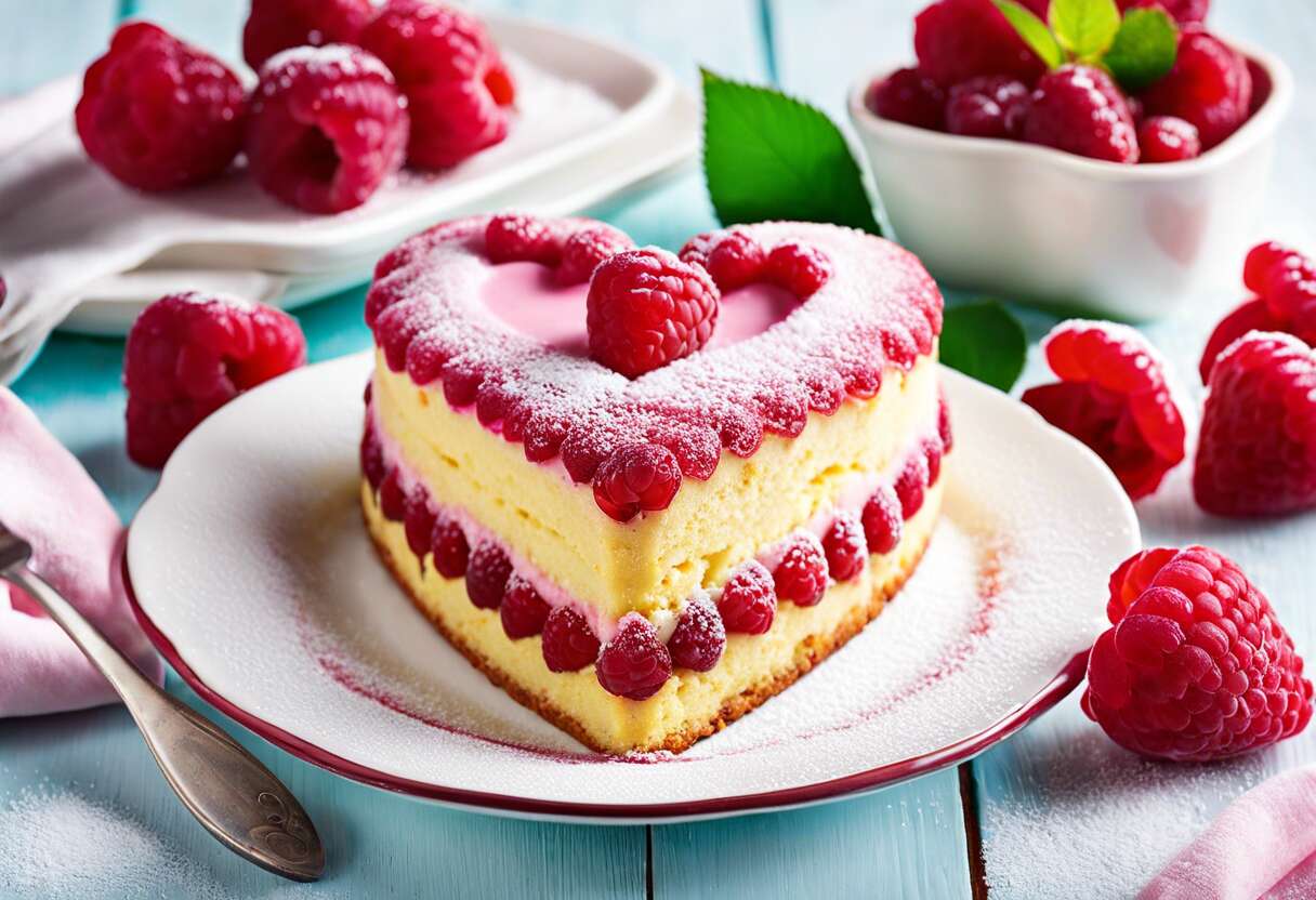Recette de gâteau cœur framboise et rose pour la Saint-Valentin