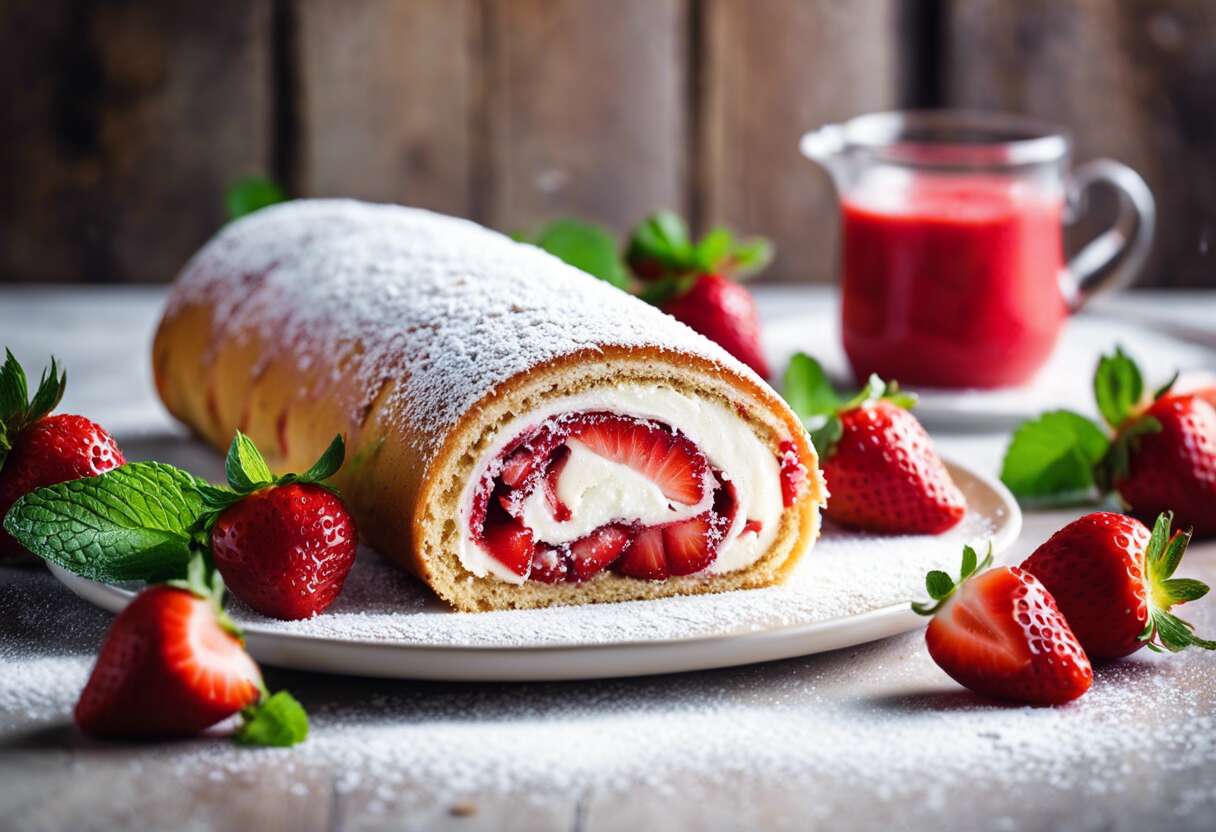 Gâteau roulé aux fraises : recette facile et gourmande